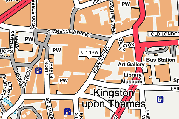 KT1 1BW map - OS OpenMap – Local (Ordnance Survey)
