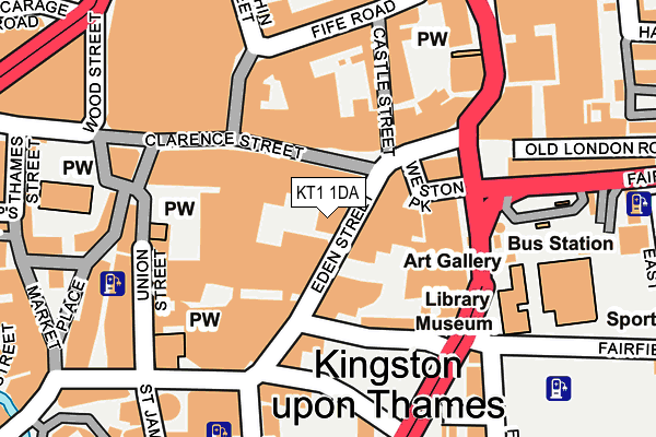 KT1 1DA map - OS OpenMap – Local (Ordnance Survey)