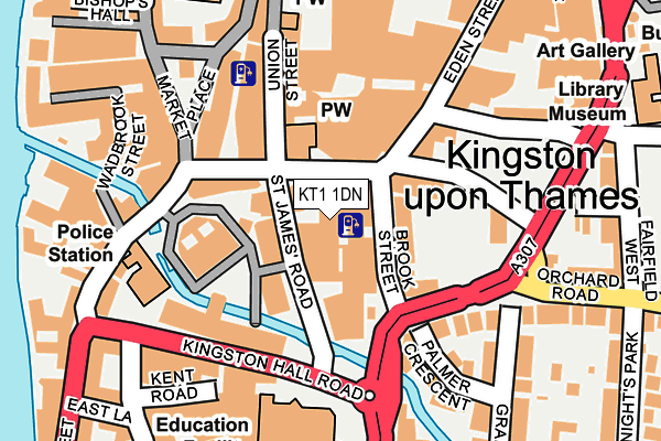 KT1 1DN map - OS OpenMap – Local (Ordnance Survey)