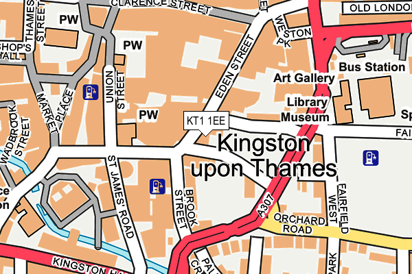 KT1 1EE map - OS OpenMap – Local (Ordnance Survey)