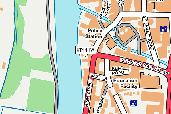 KT1 1HW map - OS OpenMap – Local (Ordnance Survey)