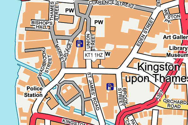 KT1 1HZ map - OS OpenMap – Local (Ordnance Survey)