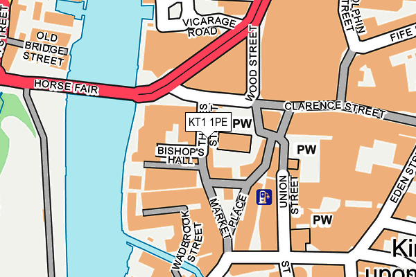KT1 1PE map - OS OpenMap – Local (Ordnance Survey)