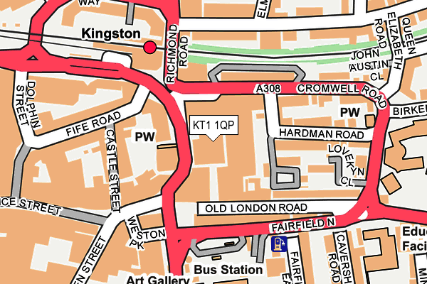 KT1 1QP map - OS OpenMap – Local (Ordnance Survey)