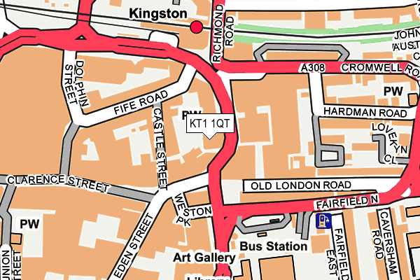 KT1 1QT map - OS OpenMap – Local (Ordnance Survey)