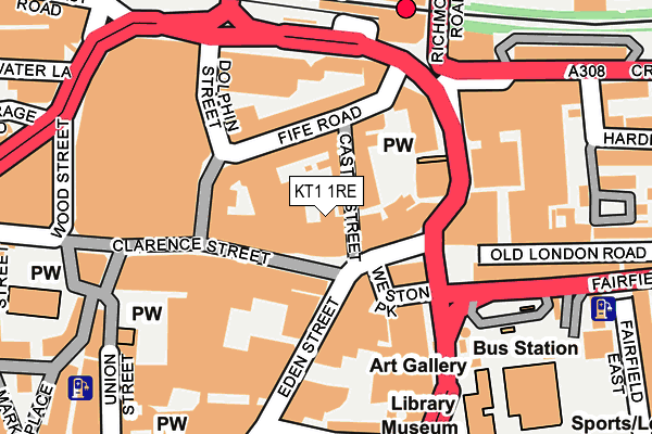 KT1 1RE map - OS OpenMap – Local (Ordnance Survey)