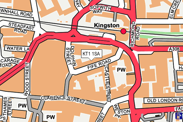 KT1 1SA map - OS OpenMap – Local (Ordnance Survey)