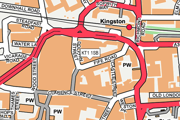 KT1 1SB map - OS OpenMap – Local (Ordnance Survey)
