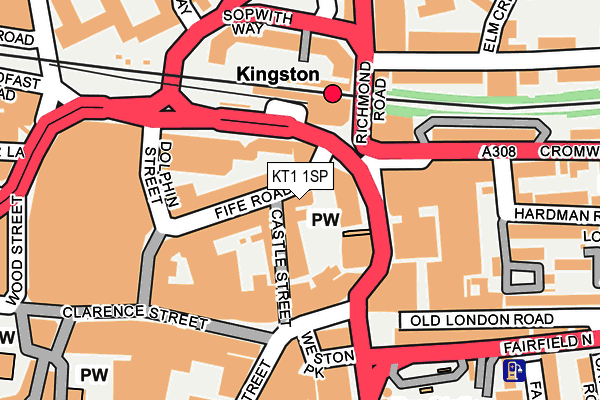 KT1 1SP map - OS OpenMap – Local (Ordnance Survey)