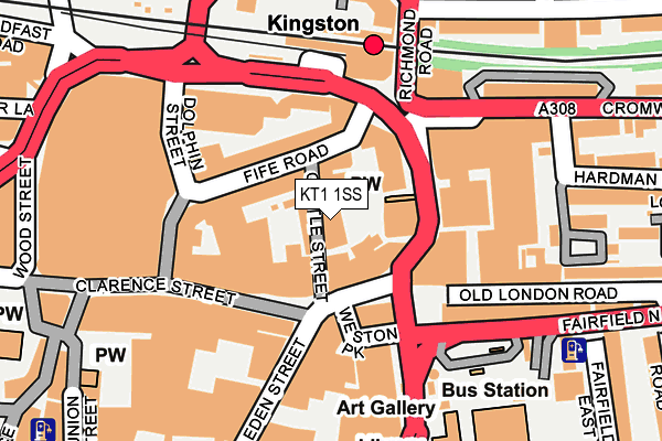 KT1 1SS map - OS OpenMap – Local (Ordnance Survey)