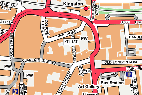 KT1 1ST map - OS OpenMap – Local (Ordnance Survey)