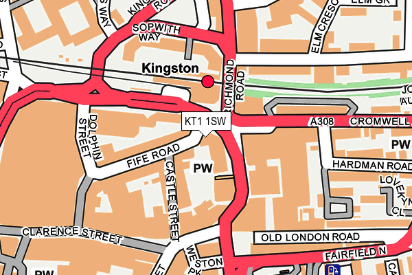 KT1 1SW map - OS OpenMap – Local (Ordnance Survey)