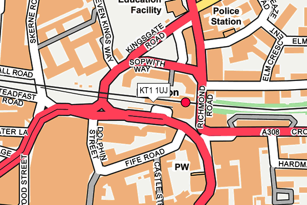 KT1 1UJ map - OS OpenMap – Local (Ordnance Survey)