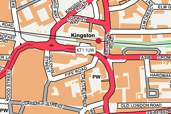KT1 1UW map - OS OpenMap – Local (Ordnance Survey)