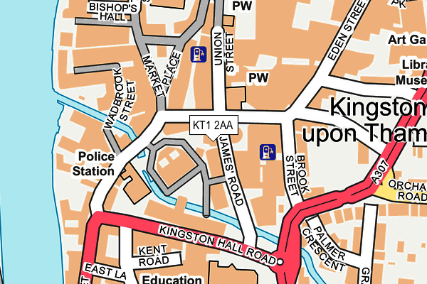 KT1 2AA map - OS OpenMap – Local (Ordnance Survey)