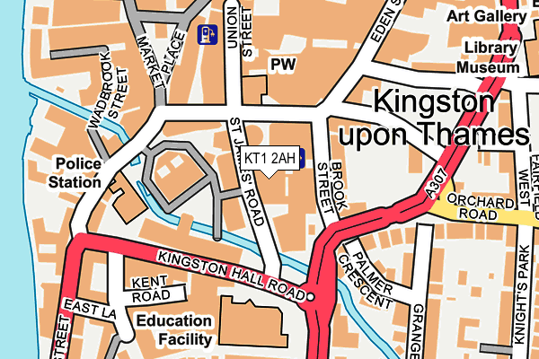 KT1 2AH map - OS OpenMap – Local (Ordnance Survey)