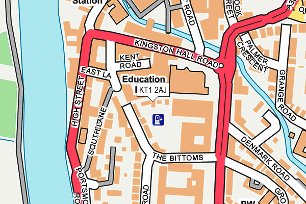 KT1 2AJ map - OS OpenMap – Local (Ordnance Survey)