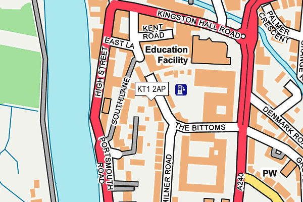 KT1 2AP map - OS OpenMap – Local (Ordnance Survey)