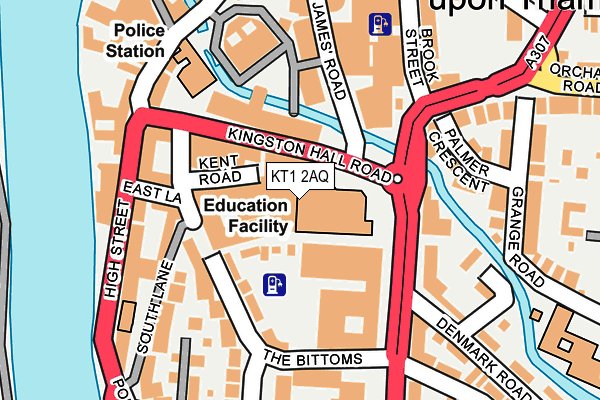 KT1 2AQ map - OS OpenMap – Local (Ordnance Survey)