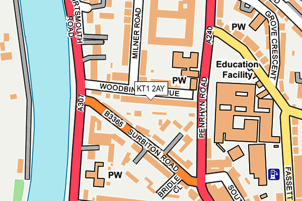 KT1 2AY map - OS OpenMap – Local (Ordnance Survey)