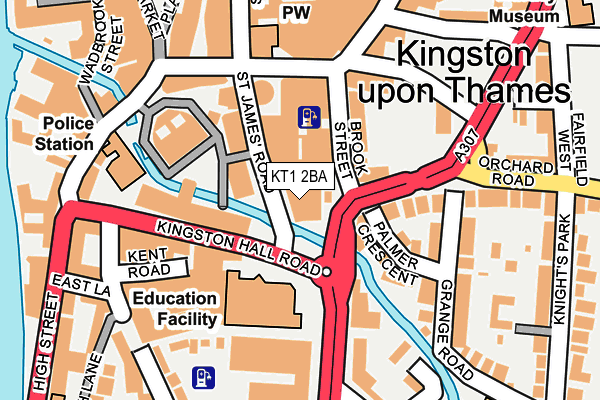 KT1 2BA map - OS OpenMap – Local (Ordnance Survey)