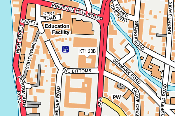 KT1 2BB map - OS OpenMap – Local (Ordnance Survey)