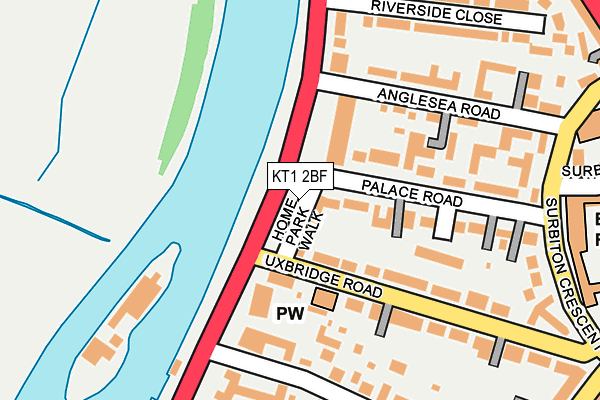 KT1 2BF map - OS OpenMap – Local (Ordnance Survey)
