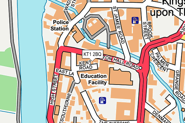 KT1 2BQ map - OS OpenMap – Local (Ordnance Survey)