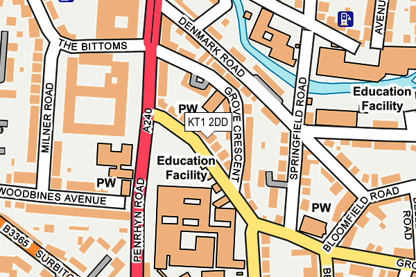 KT1 2DD map - OS OpenMap – Local (Ordnance Survey)