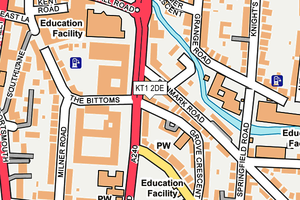 KT1 2DE map - OS OpenMap – Local (Ordnance Survey)