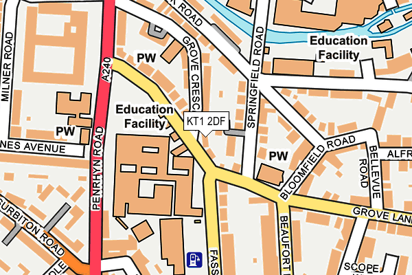 KT1 2DF map - OS OpenMap – Local (Ordnance Survey)