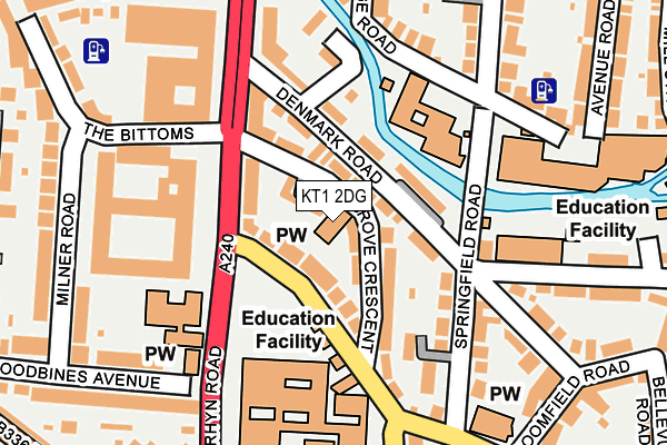 KT1 2DG map - OS OpenMap – Local (Ordnance Survey)