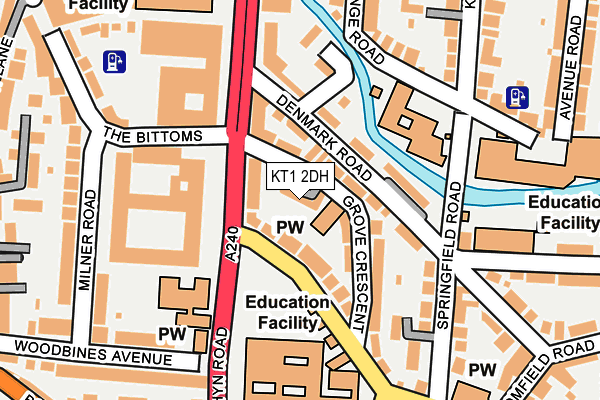 KT1 2DH map - OS OpenMap – Local (Ordnance Survey)