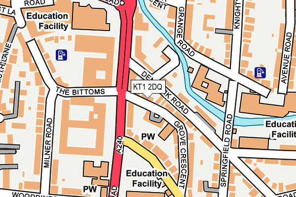 KT1 2DQ map - OS OpenMap – Local (Ordnance Survey)