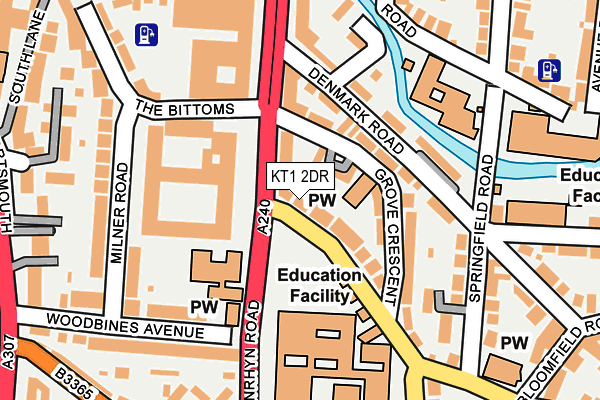 KT1 2DR map - OS OpenMap – Local (Ordnance Survey)
