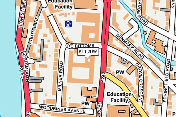 KT1 2DW map - OS OpenMap – Local (Ordnance Survey)