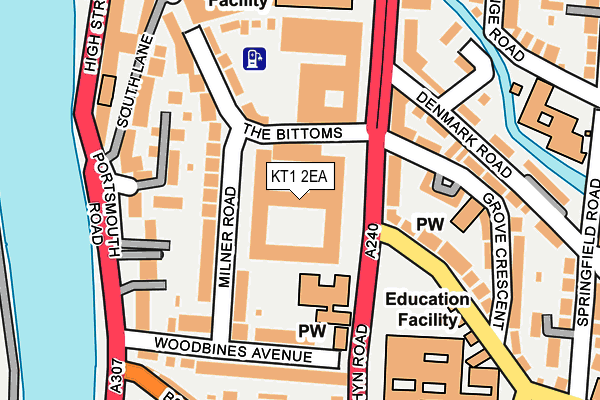 KT1 2EA map - OS OpenMap – Local (Ordnance Survey)