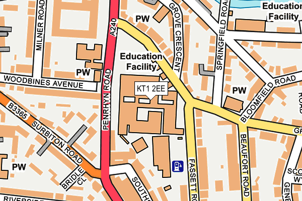 KT1 2EE map - OS OpenMap – Local (Ordnance Survey)