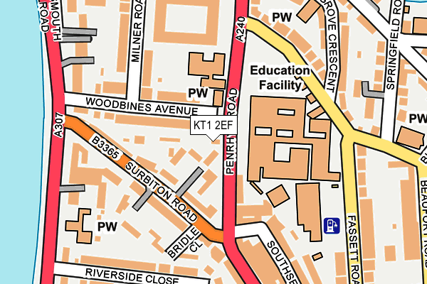 KT1 2EF map - OS OpenMap – Local (Ordnance Survey)