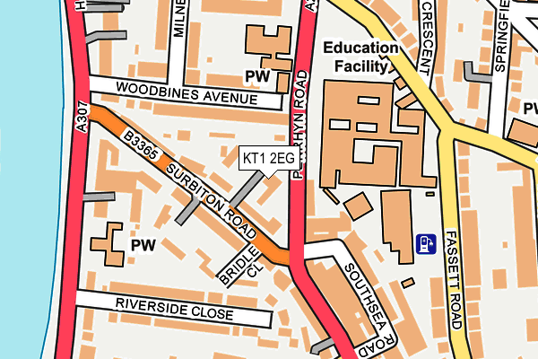 KT1 2EG map - OS OpenMap – Local (Ordnance Survey)