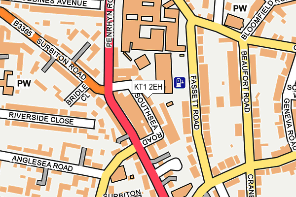 KT1 2EH map - OS OpenMap – Local (Ordnance Survey)