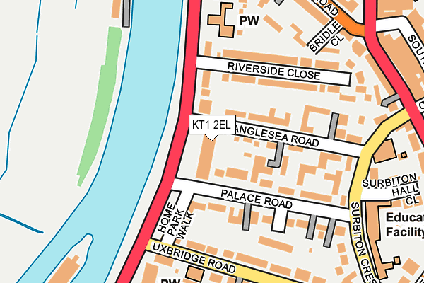 KT1 2EL map - OS OpenMap – Local (Ordnance Survey)