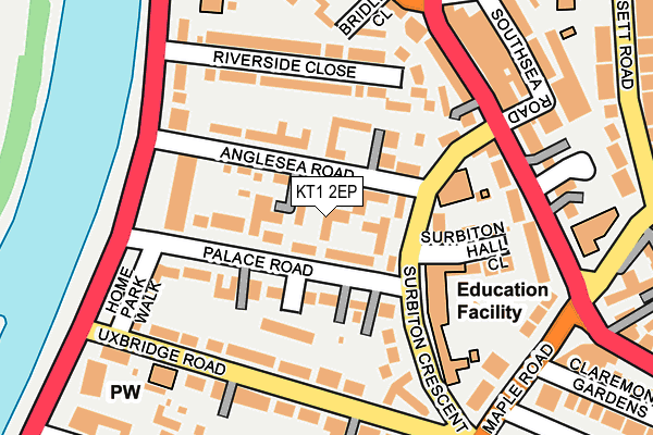 KT1 2EP map - OS OpenMap – Local (Ordnance Survey)