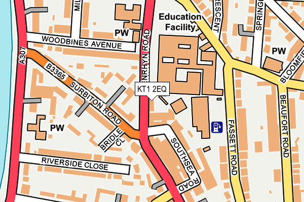 KT1 2EQ map - OS OpenMap – Local (Ordnance Survey)