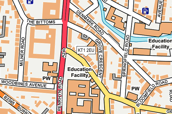 KT1 2EU map - OS OpenMap – Local (Ordnance Survey)