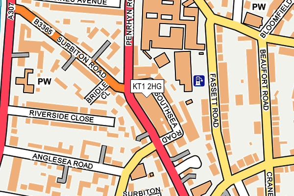 KT1 2HG map - OS OpenMap – Local (Ordnance Survey)