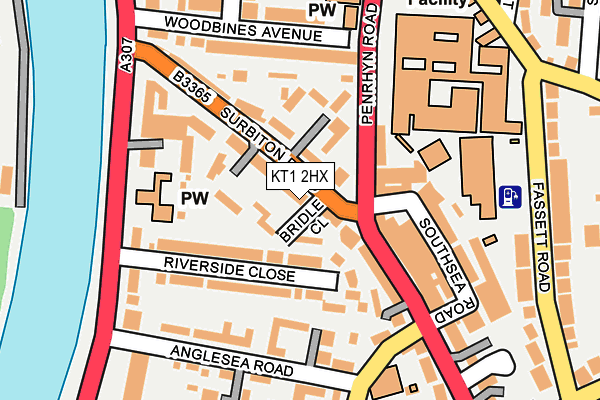 KT1 2HX map - OS OpenMap – Local (Ordnance Survey)