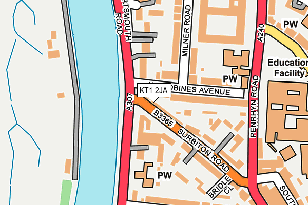 KT1 2JA map - OS OpenMap – Local (Ordnance Survey)