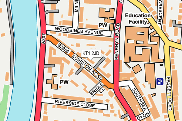 KT1 2JD map - OS OpenMap – Local (Ordnance Survey)