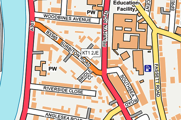 KT1 2JE map - OS OpenMap – Local (Ordnance Survey)